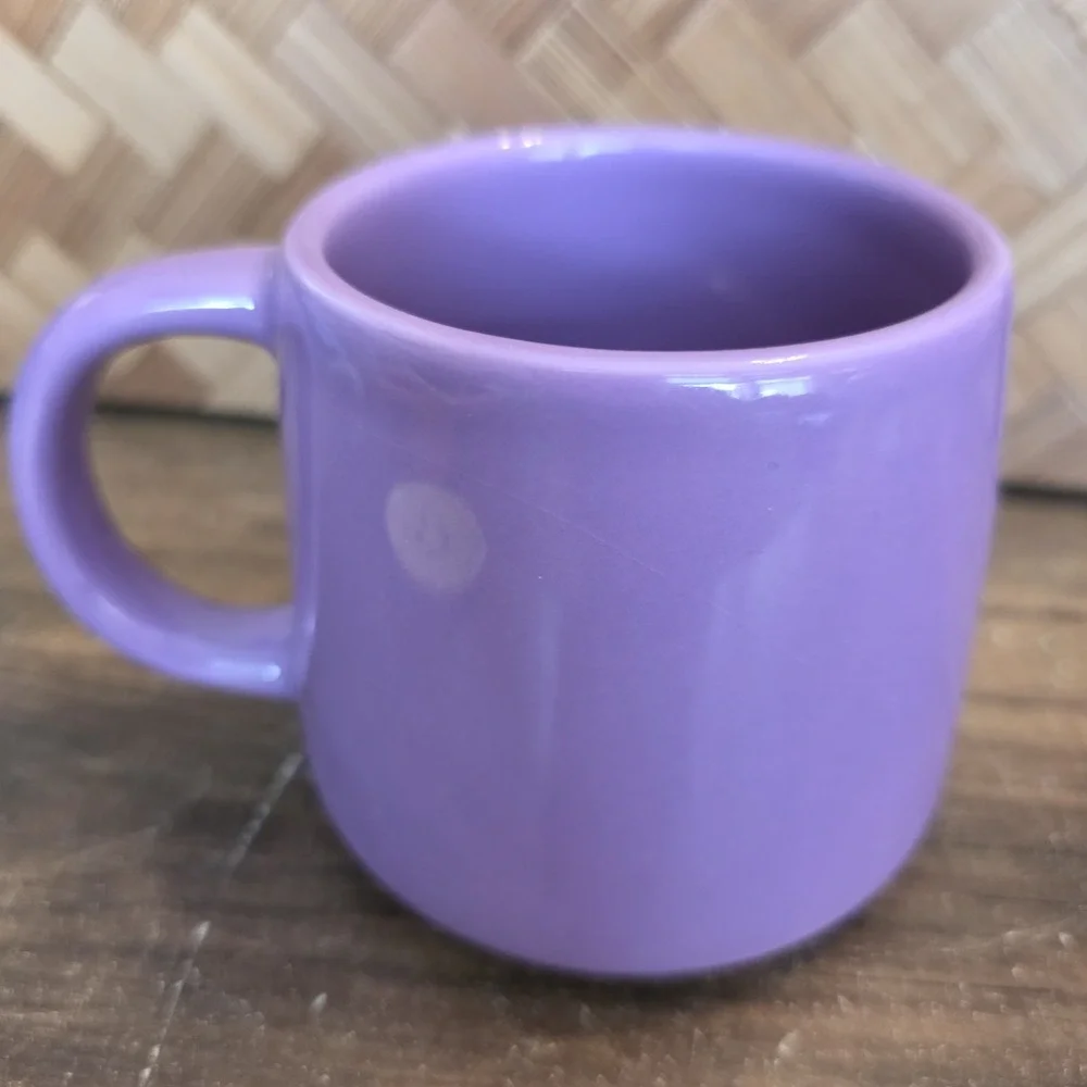 It's An Add To Cart Kind Of Day Mug & Saucer Purple & Yellow Smiley‎ Face